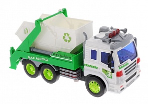 Мусоровоз с контейнером, инерционный со световыми и звуковыми эффектами (Dave Toy Ltd, 33026)